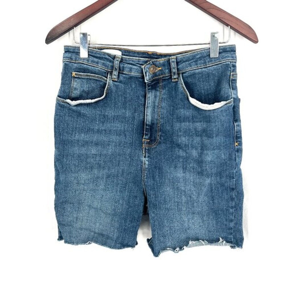 Collusion high rise waist skinny x001 jean‎ cut off Bermuda shorts blue denim 30